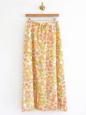 NWT Girl And The Sun Cairo Floral Pattern High Rise Maxi Skirt Yellow XL
